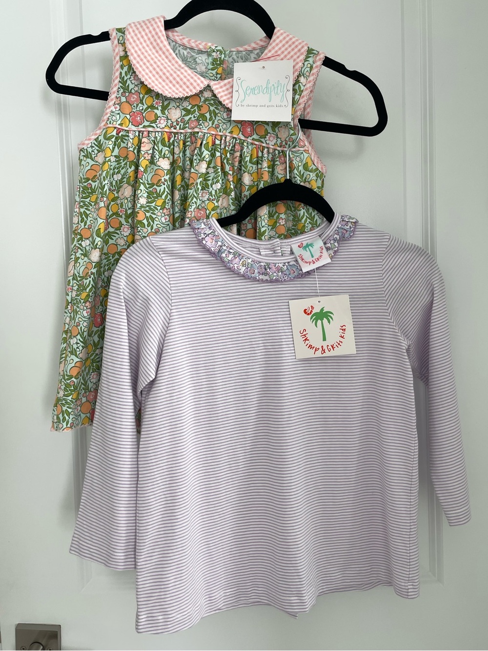 NEW 2 Shrimp & Grits Kids Tops Floral Gingham Cottagecore Southern NWT.    23